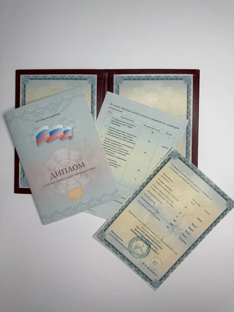 Диплом о профессиональной переподготовке и свидетельство о квалификации мастера перманентного макияжа
